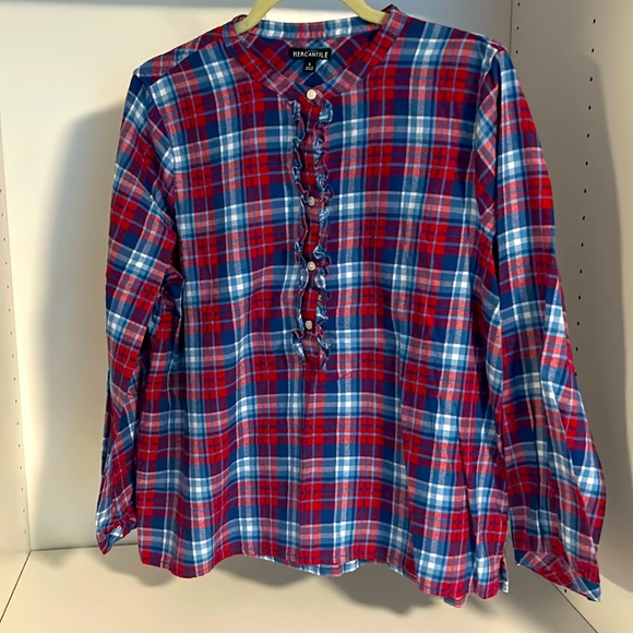 J Crew size L ruffle flannel - Picture 1 of 6
